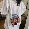Colorful Female Crossbody Bag Floral Printed Women Shoulder Bag Woven Bucket Bag  Travel