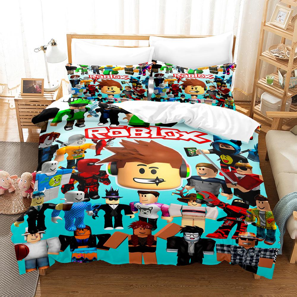 Three-piece home textile four-piece set, cartoon ROBLOX My World digital printing bedding