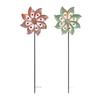 Rotating Wind Spinners Metal Flower Pinwheel Double Windmill Sculpture  Lawn