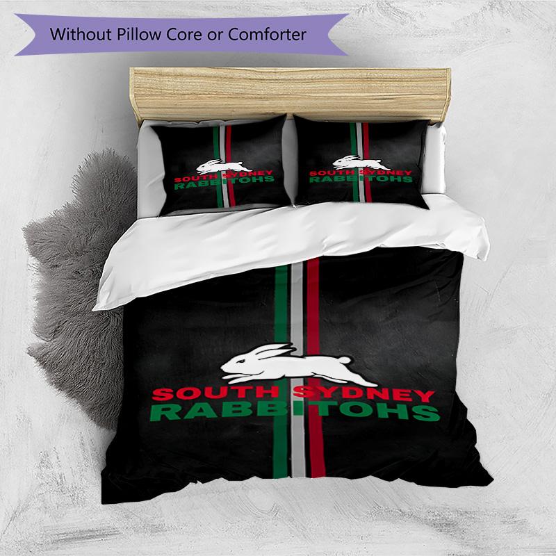 3pcs Duvet Cover Set (1*Duvet Cover + 2*Pillowcase, Without Core), South Sydney Rabbitohs Print Bedding Set, Bedroom Decor, All‑Season, Birthday Gift