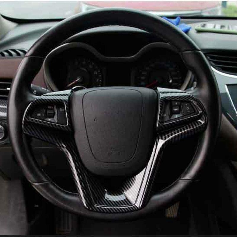 For Chevrolet Malibu 2012 2013 2014 2015 ABS Carbon Fiber Car Interior Steering Wheel Cover Button Trim Frame Decor Accessories