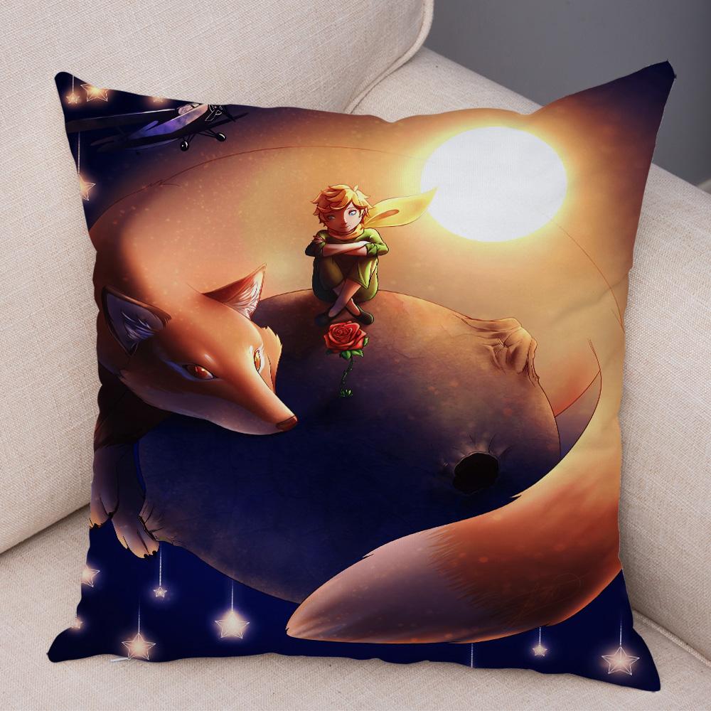 Little Prince Cushion Cover Decor France Anime Cartoon Print Pillow Case for Sofa Home Children Room Soft Plush Throw Pillowcase