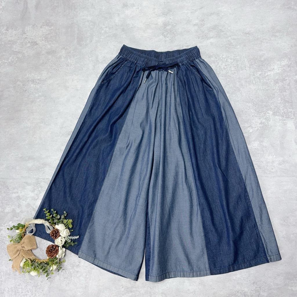 Johnature Japanese Patchwork Denim Retro Versatile Elasticated Waist Drawstring Patchwork Summer Thin Women Pants