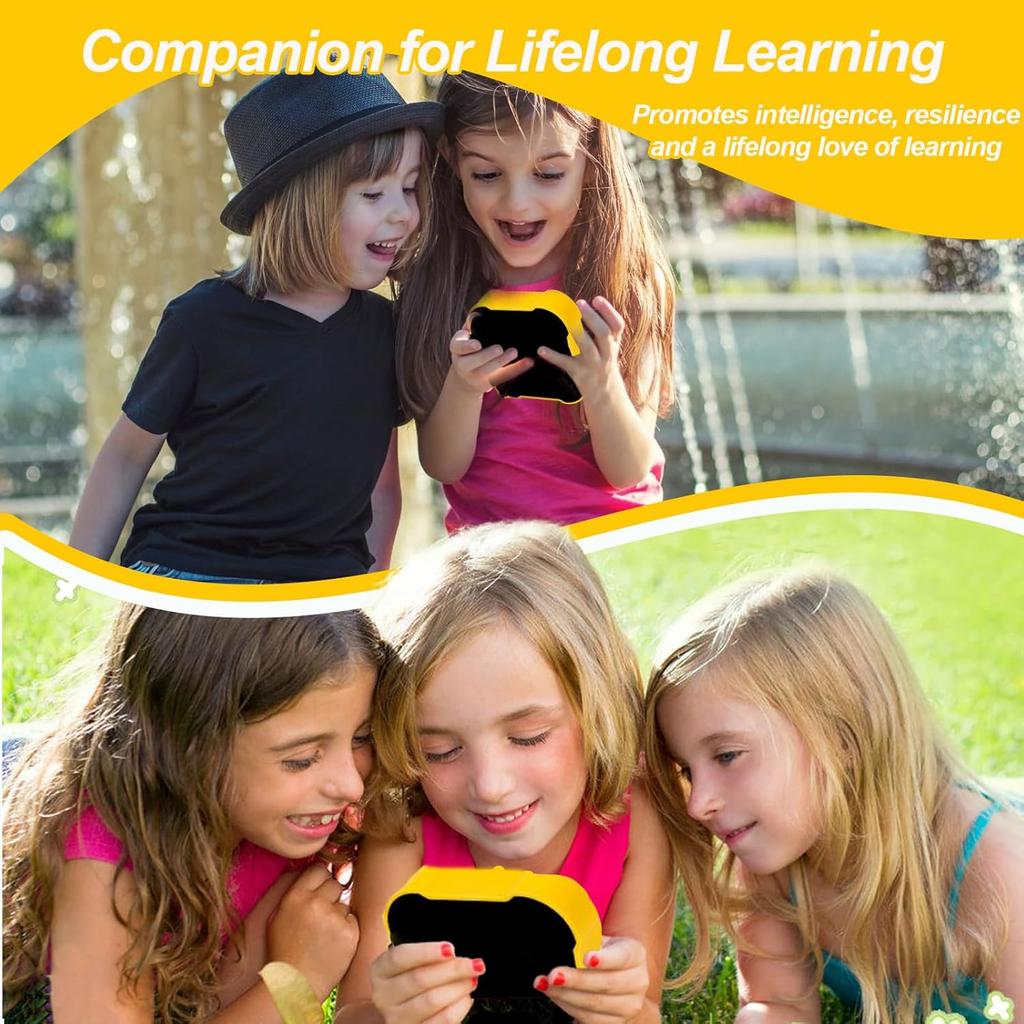 Tic Tac Toe Electronic, 3-in-1 Puzzle Game Console, Board Game, Family Portable Travel Games for Education, 3+ Year Old Boys (Yellow)