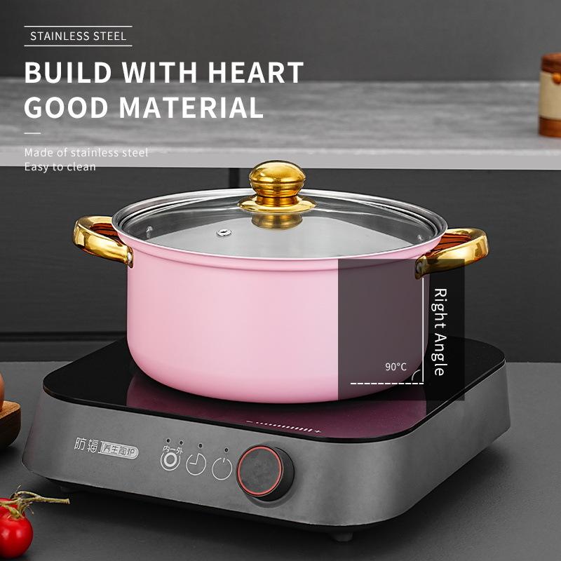 Кастрюля из нержавеющей стали с антипригарным покрытием, позолоченная ручка, двойное дно, кастрюля для супа, молочник, набор сковородок, 12 предметов