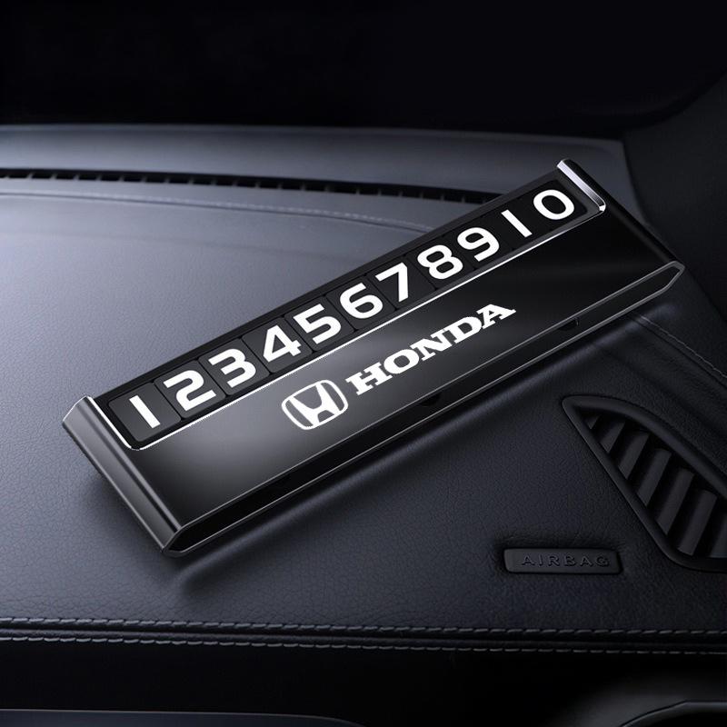 ARC1 Car Temporary Parking Number Plate Metal Phone Number Card Auto Interior Accessories For Honda Civic Fit Jazz Accord Pilot CRV
