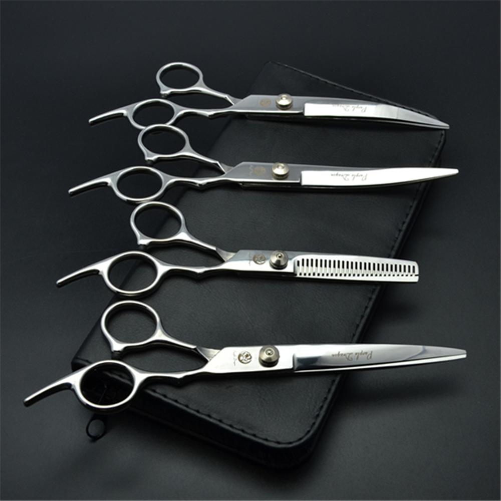 7'' Профессиональные ножницы для стрижки собак Парикмахерские ножницы Изогнутые филировочные ножницы Кот Питомец Салон Парикмахерская Японская сталь Z4001