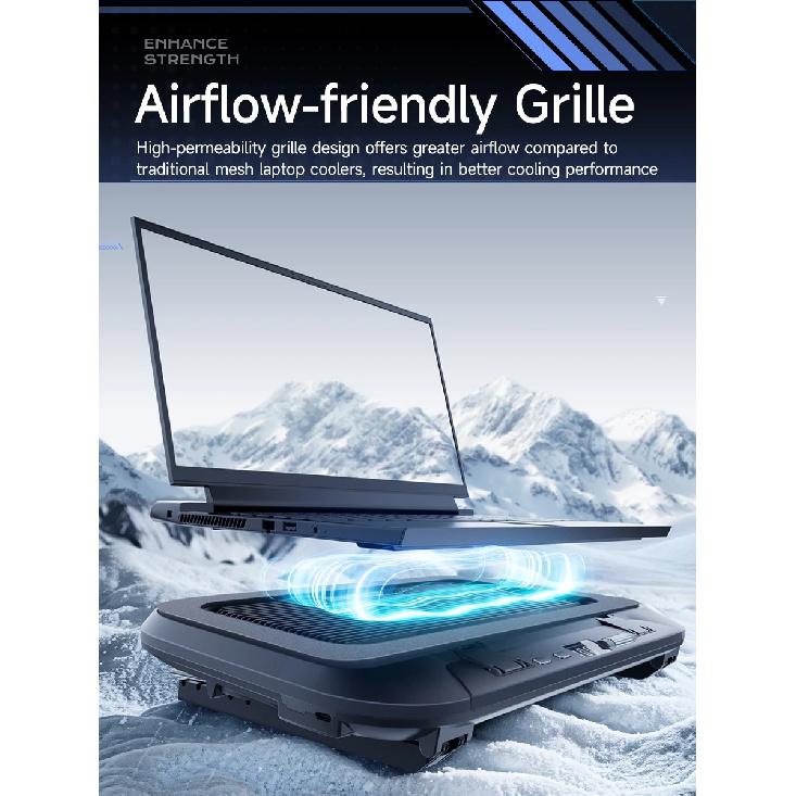 Llano V21 14cm Dual Fans Laptop Cooler 14"-17.3" Lighting Adjustable Foldable Laptop Cooler Pad Cooler Pad LED Light Fan