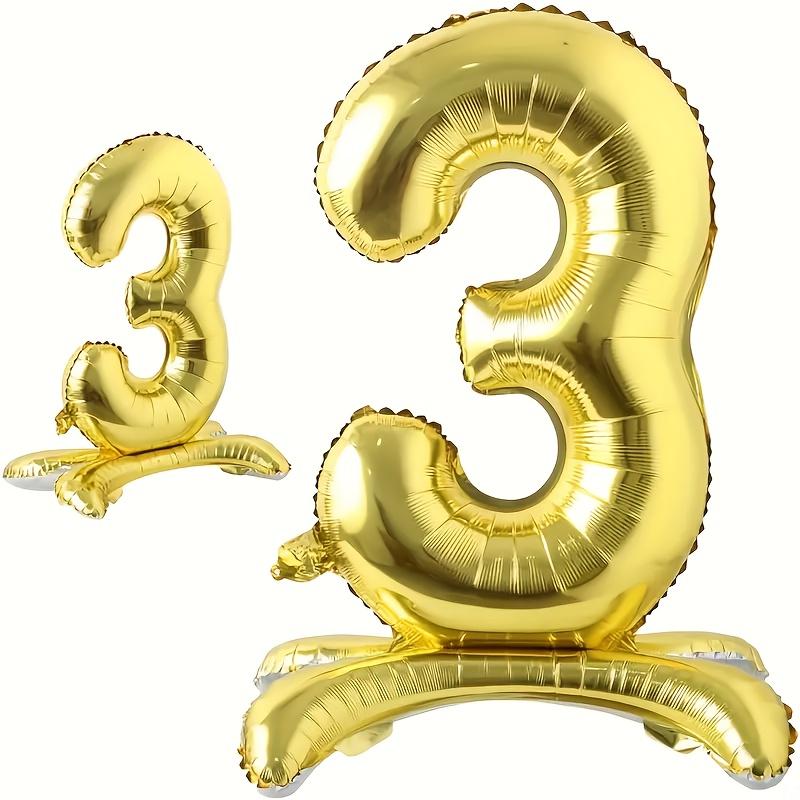 32" Golden Stand-Up Foil Number Balloons 0-9 Shiny Metallic Finish, Perfect for Birthdays, Anniversaries Party & Room Decor, Birthday Balloons