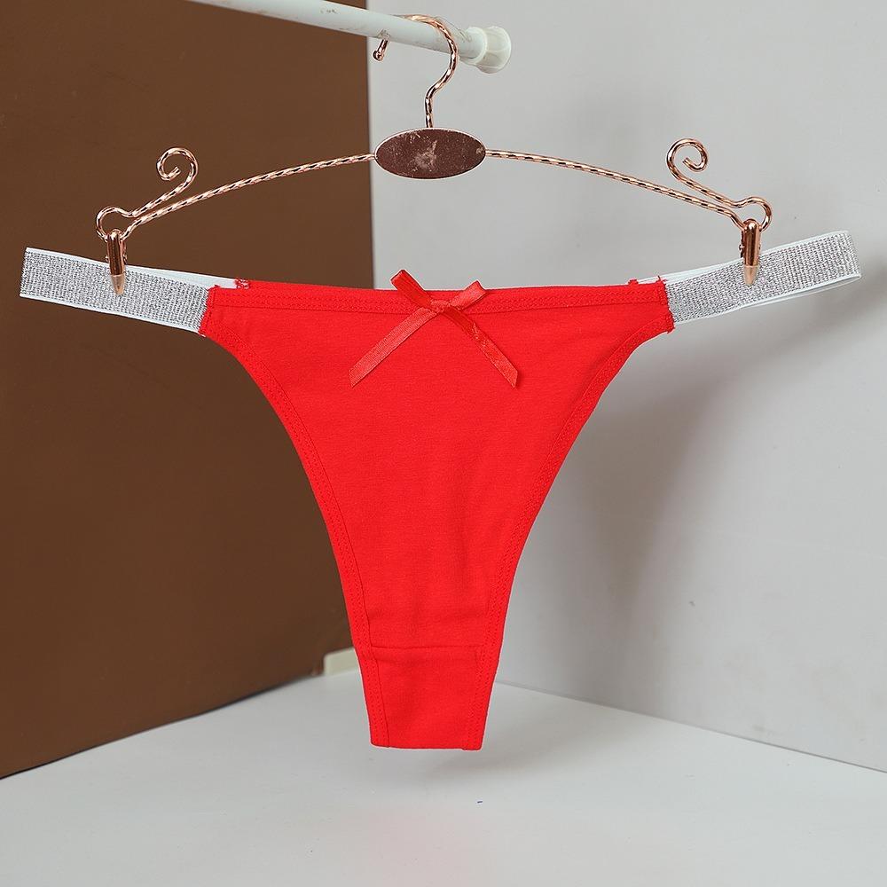 Silver Thin Belt Bowknot Panties Bow Cotton Thong Sweet Women's Briefs Lingerie