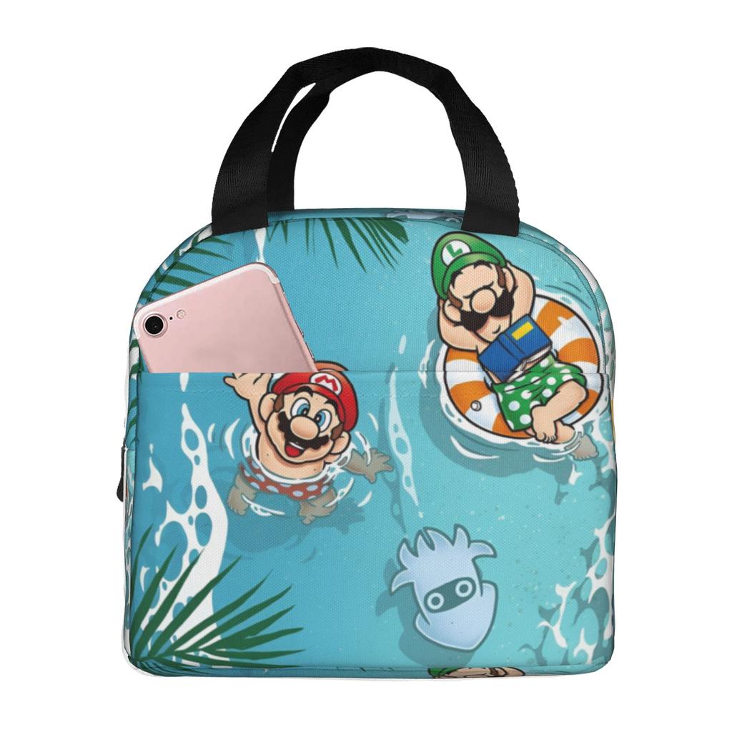Custom M-Marioed Insulated Lunch Tote Bag for Women Men Cartoon Portable Thermal Cooler Food Lunch Box Outdoor Camping Travel