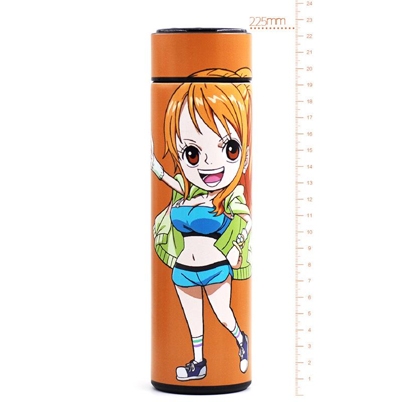 Фигурка Аниме Мультфильм One Piece Вакуумная Кружка 480 мл Луффи Зоро Санджи Косплей Студенческая Термокружка Спортивная Бутылка для Воды Школьный Подарок