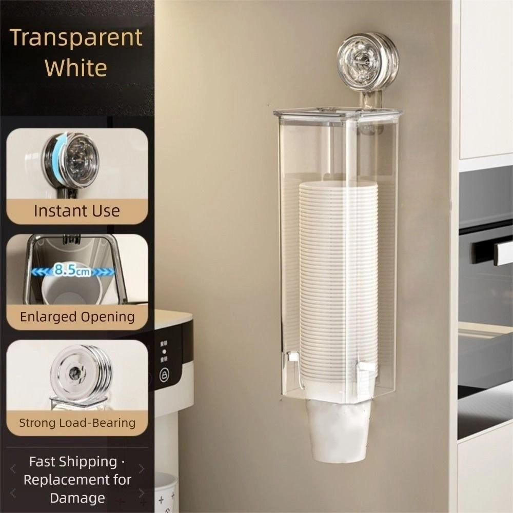 Dustproof Disposable Cup Dispenser Suction Cup Cup Picker Paper Cup Storage Rack Drinking