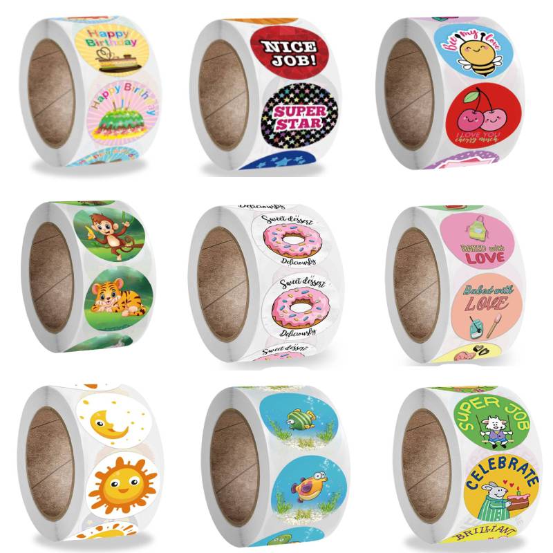 Cartoon Animals Happy Birthday Stickers for Party Decor Envelope Sealing Label Gift Packing Adhesive Sticker Greeting Card Label