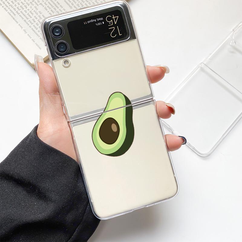 Милый Авокадо Детский Йога Модный Чехол для Телефона для Samsung Galaxy Z Flip 3 4 5 6 7 Жесткий Складной Z Flip4 ПК Чехол Защита Подарок
