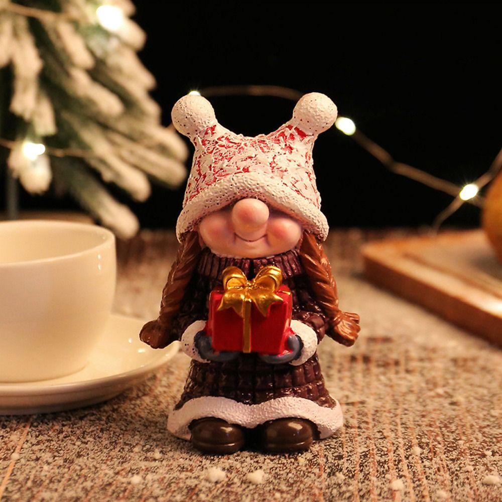 Resin Crafts Christmas Gnomes Statues Cute Merry Christmas Decorations  New Year Gift