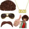 Costume Jewelry Set Synthetic Curly Hair Wigs Afro Wig Sunglasses Necklace For Adult Hip Hop Cosplay Party Accessories Hair Prop