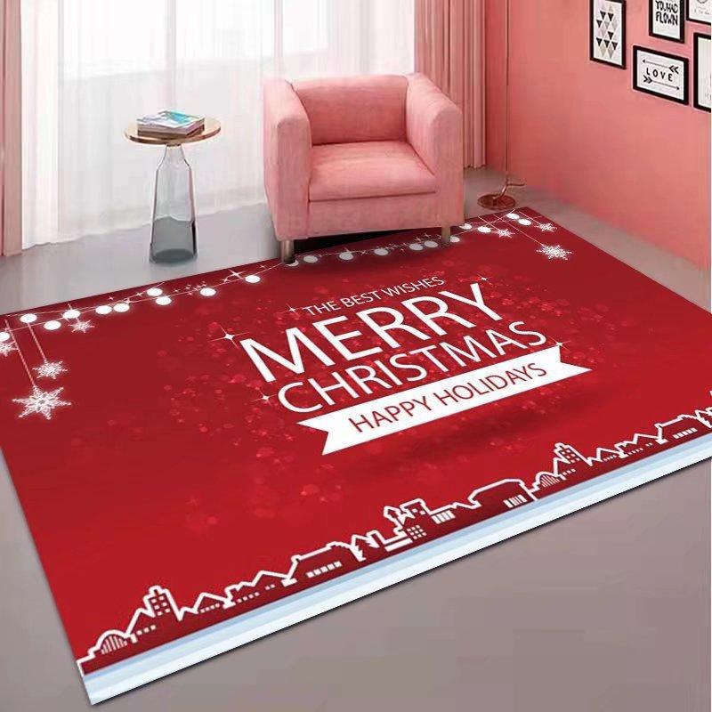 VIKAMA Christmas Living Room Bedroom Printed Carpet Winter Warmth Full Floor Anti-slip Floor Mat Home Decoration
