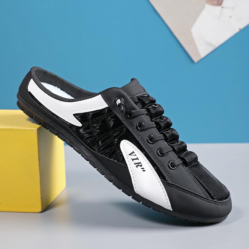 Модные трендовые полушлепанцы, повседневные туфли на плоской подошве для мужчин, классические летние шлепанцы, мужские балетки, лаконичные мужские кроссовки, слипоны, мужские шлепанцы