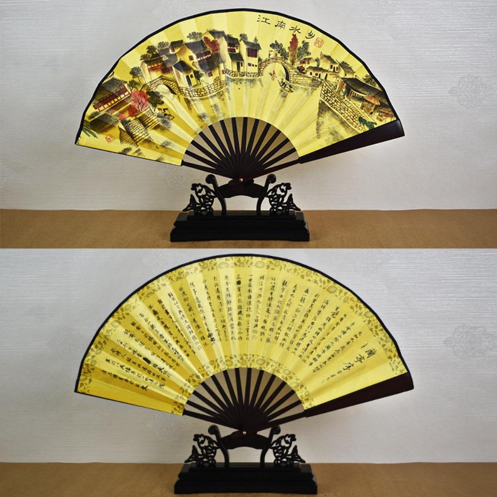 Бамбуковая ручка Веер Ручной веер Китайский ретро-стиль Бамбуковый веер Прочный Складной веер Для лета Ежедневного использования Танцев