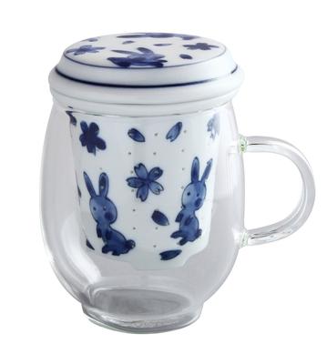 Toyo Ceramics Арита Фарфор Селадоновая Глазурь Стильная Кружка Цветок Кролик IW-002