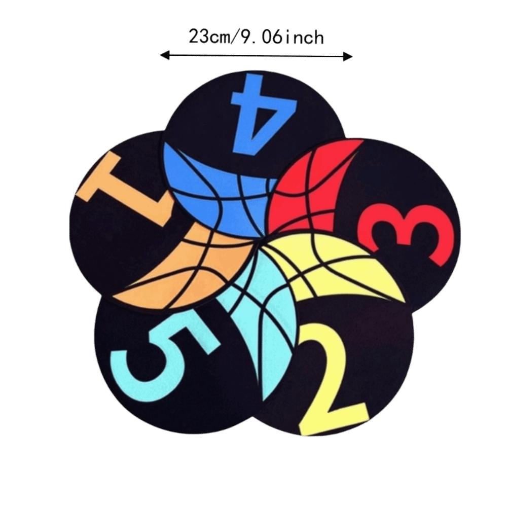 6PCS Rubber Basketball Spot Marker Anti-Slip Numbered Practice Mats Basketball Dribbling