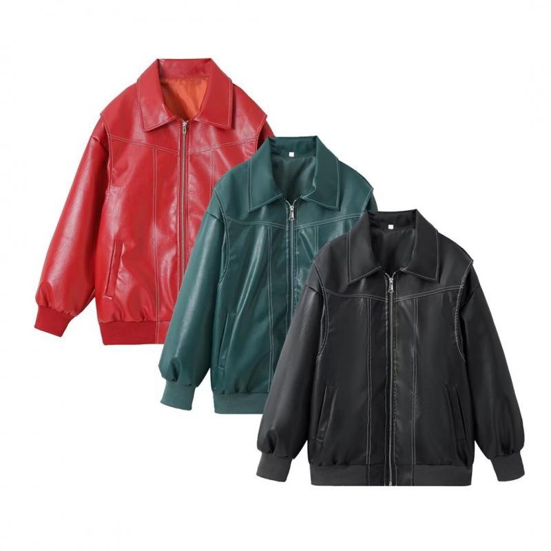 Кожаные куртки Женская уличная одежда Jaqueta Feminina Ins Верхняя одежда Casaco Feminino Vermelho Couro Пальто черного цвета