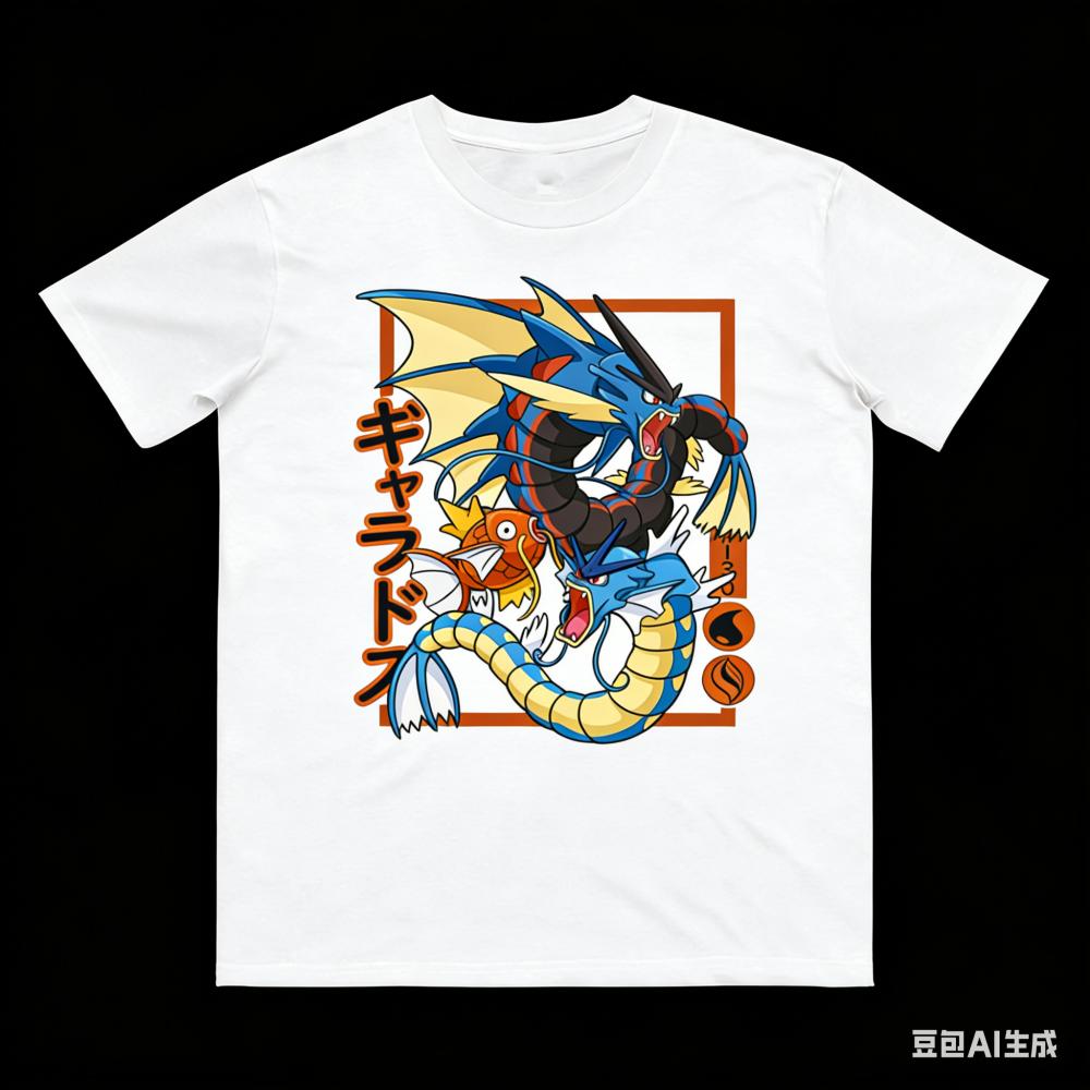 Pokémon Magikarp Evolution Printed Pure Cotton T-shirt Men and Women Spring_Summer New Collection Fashion Short Sleeved Shirt