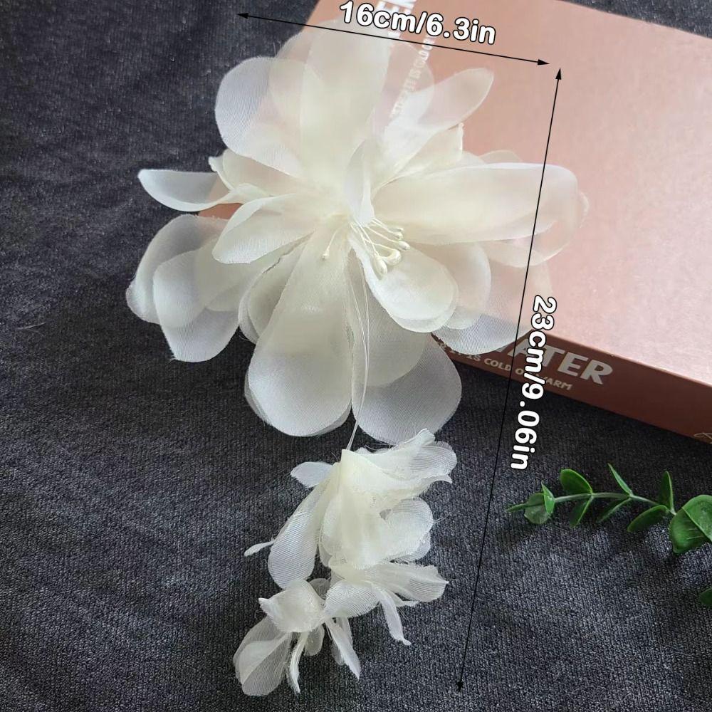 Fabric Three-dimensional Flower DIY Reusable Handmade Hanging Flowers with Tassels Embroidered Organza Flower
