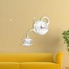 3D Wall Clock Acrylic Mirror Coffee Teapot Wall Clock Sticker Modern Style Frameless Clock Home Office Hotel Decoration