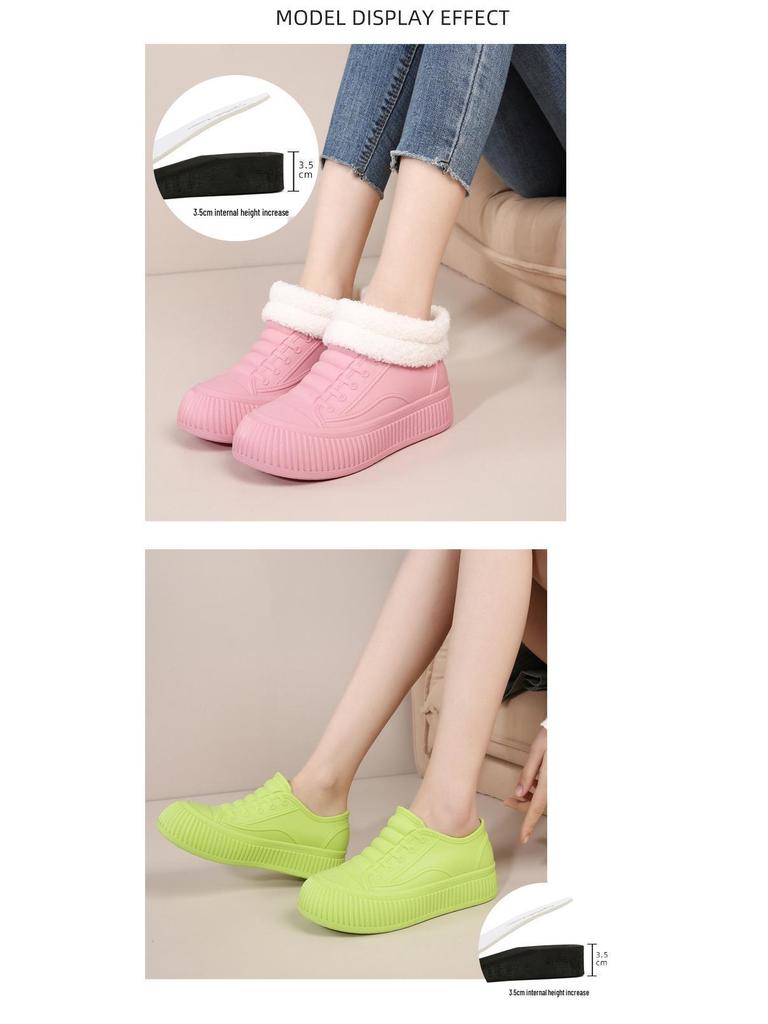 Women's Waterproof Non-Slip Hidden Heel Rain Boots - Fashionable Slip-On Short Tube Shoes