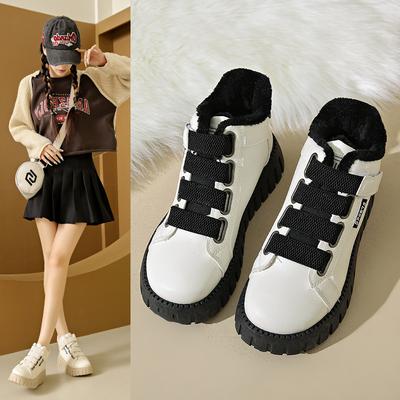 Женские высокие кеды 2025 зима бархатные теплые высокие ins tide студенческие повседневные спортивные хлопковые туфли для женщин YB9028