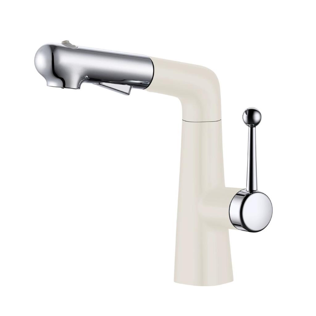 Adjustable Bronze Pink/Yellow Pull-out Bathroom Basin Faucet Splash-proof Rotating Cold And Hot Mixed Water Basin Faucet