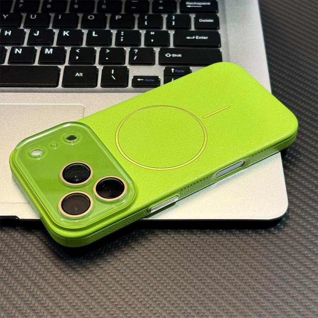 New Leather Texture Magnetic Phone Case for Apple 17PROMAX Anti Drop Matte Japanese and Korean Fine Circle Magnetic Phone Case