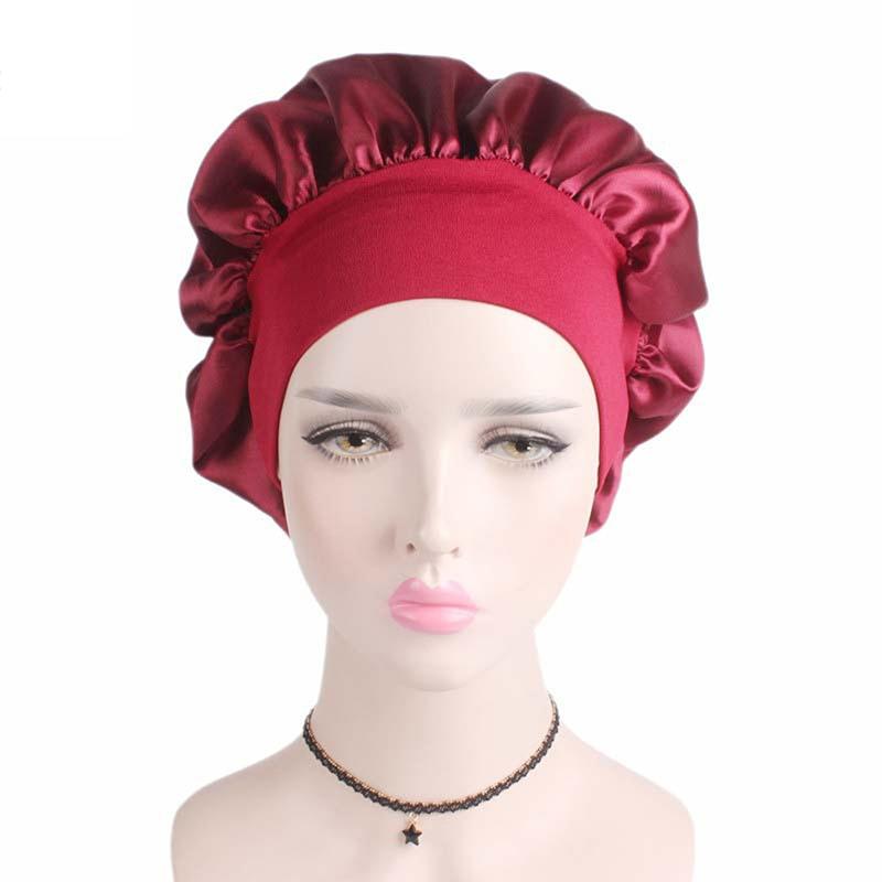 Solid Satin Bonnet Hair Styling Sleep Hat Wrap Shower Cap Hair Styling Tools