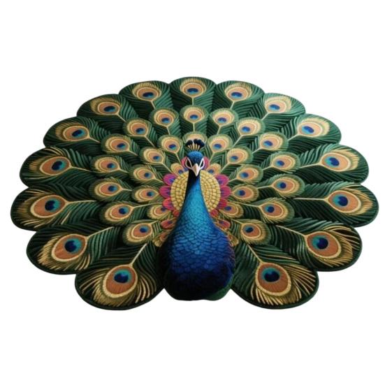 3D Peacock Pattern Plush Rug Non-Slip Backing Easy To Clean Various