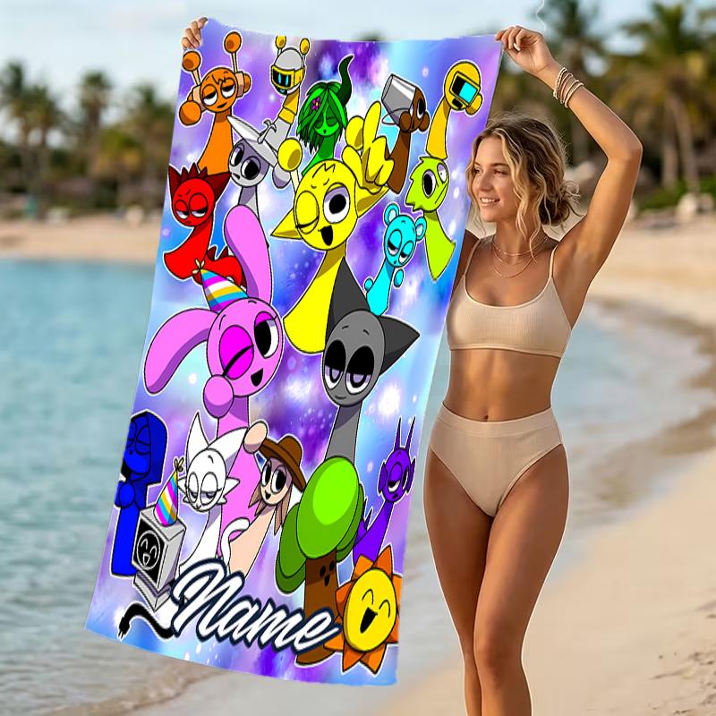 Customizable personalized beach towels Game Sprunki themed designs.Suitable for the beach, yoga, sports;ideal as beach accessories