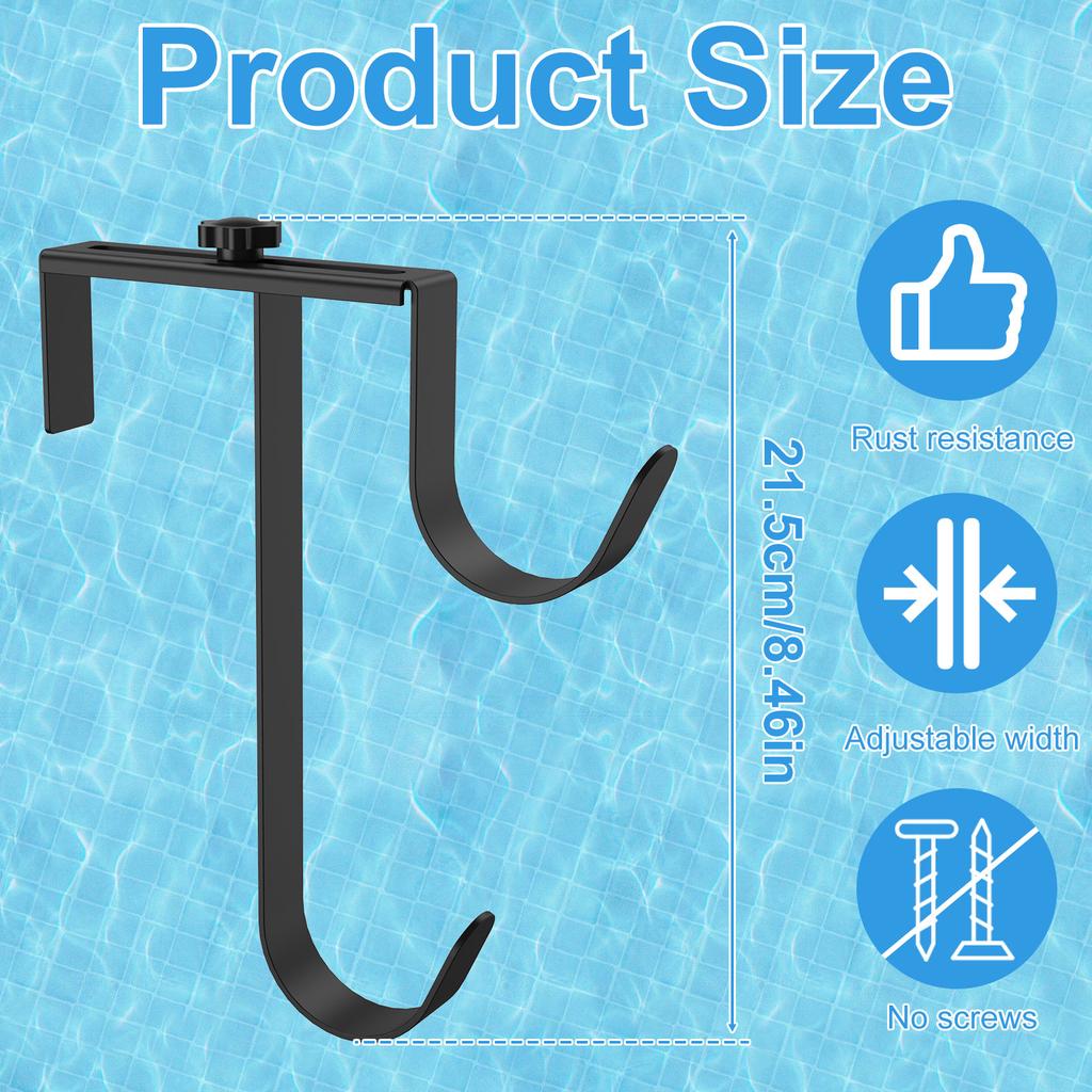 2 шт. Крючки для шеста бассейна Регулируемый держатель для шеста бассейна Без сверления Набор крючков для ограждения бассейна Устойчивый к ржавчине держатель для шеста для плавательного бассейна