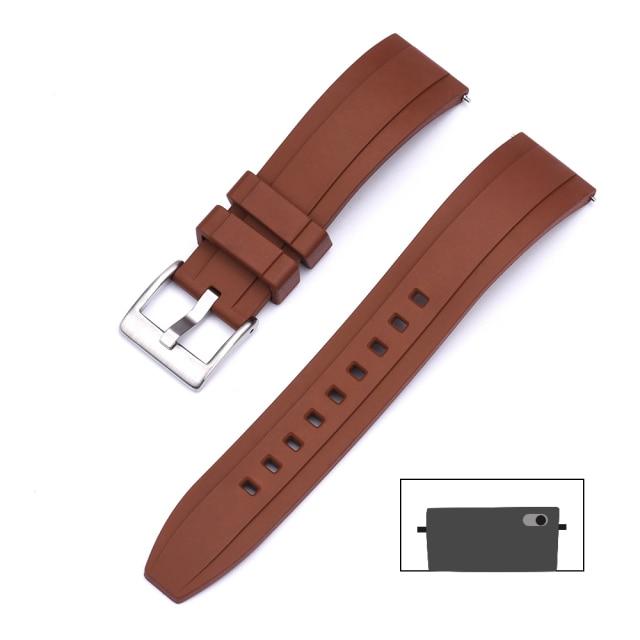 Premium Grade Vulcanized FKM Rubber Watch Strap 20mm 22mm 24mm Quick Relase Watchbands