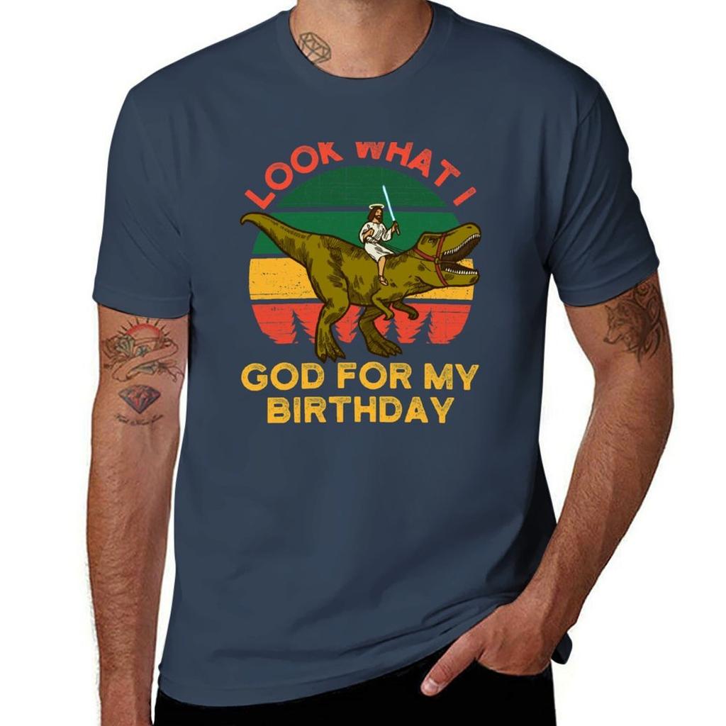 Funny Christmas Jesus Riding A T Rex Dinosaur Christian Humor TShirt All Match Basic Short Sleeve Top