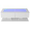 100*50*35cm Coffee Table, High Gloss Sofa Table, Living Room Table with Drawers, Coffee Table with LED Light, Glass Top, White