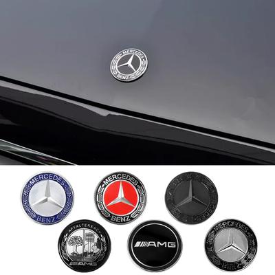 BENZ 57 мм Декоративная накладка на передний значок автомобиля Аксессуар для тюнинга авто Для Mercedes Benz W203 W204 W210 AMG CLA CLK Внутренние молдинги YQGB-ZT