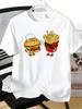Fashion Unisexs Short Sleeve Crew Neck Tee Cute Fast Food Character High Five Print Soft Cotton Food Enthusiast Urban Casual Shirts