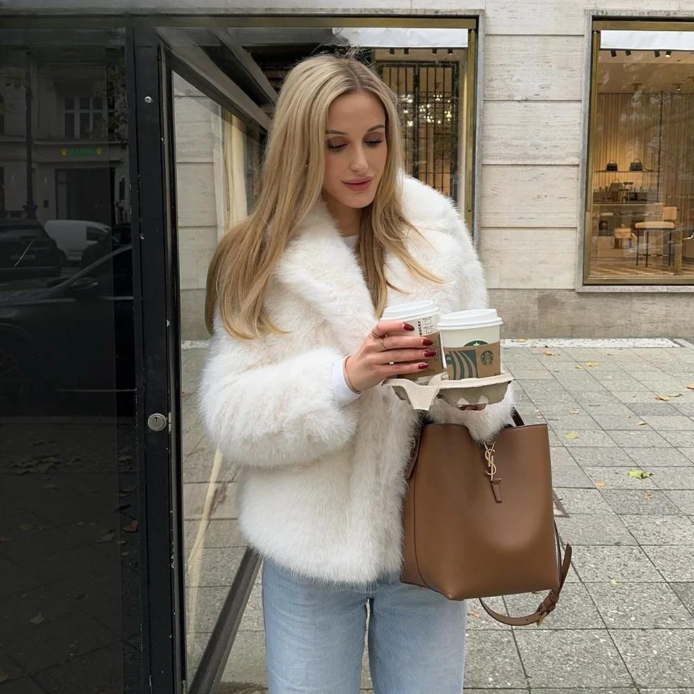 Осень-зима женские повседневные толстые куртки модная уличная одежда элегантные однотонные свободные отложной воротник шикарные женские пальто