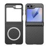 Высококачественный кожаный чехол для телефона Samsung Z Flip 6 5 4 3 Flip6 Flip5 Flip4 Защитный чехол с магнитным беспроводным зарядным шарниром