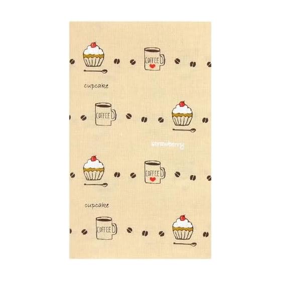 Hamamonyo Tenugui Towel - Strawberry Cupcake (Yokohama Traditional Dyeing, 100% Cotton, Approx. 34cm x 90cm, Raw Edge)