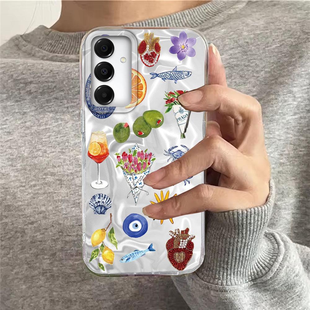 Винный лимонный чехол для телефона с морским пейзажем для Samsung Galaxy A55 A07 A17 A56 A36 A26 A16 A53 A06 A14 A24 A34 A54 A15 A25 A35