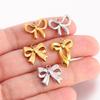 3Pcs Bowknot/Angel/Four Leaf Clover/Flower Charm Stainless Steel Pendant DIY Handmade Craft Necklace Bracelet Jewelry Making
