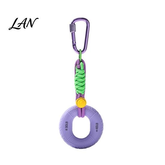 Office Hand Exerciser Silicone Grip Ring Keychain, Strengthener with Carabiner & Braided Cotton Rope Keychain Rope, Hanging Strength Training