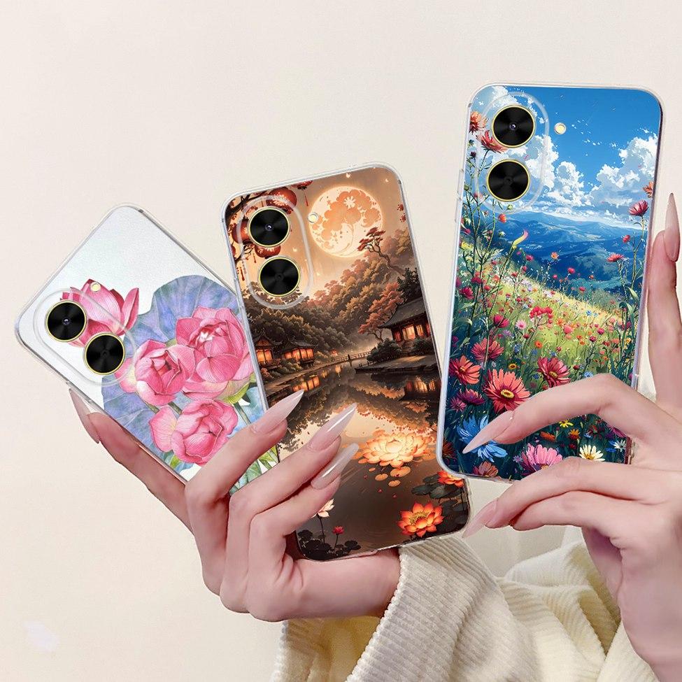 For Redmi A5 NFC 5G Case Cover Clear Luxury Kawaii Cute Cat Fashion Flowers Funny Painted Soft Phone Case For Redme A5 NFC 5G